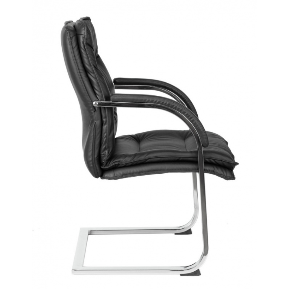 Кресло на полозьях "Бюрократ T-9927SL-LOW-V", натуральная кожа, черный, металл хром - 2