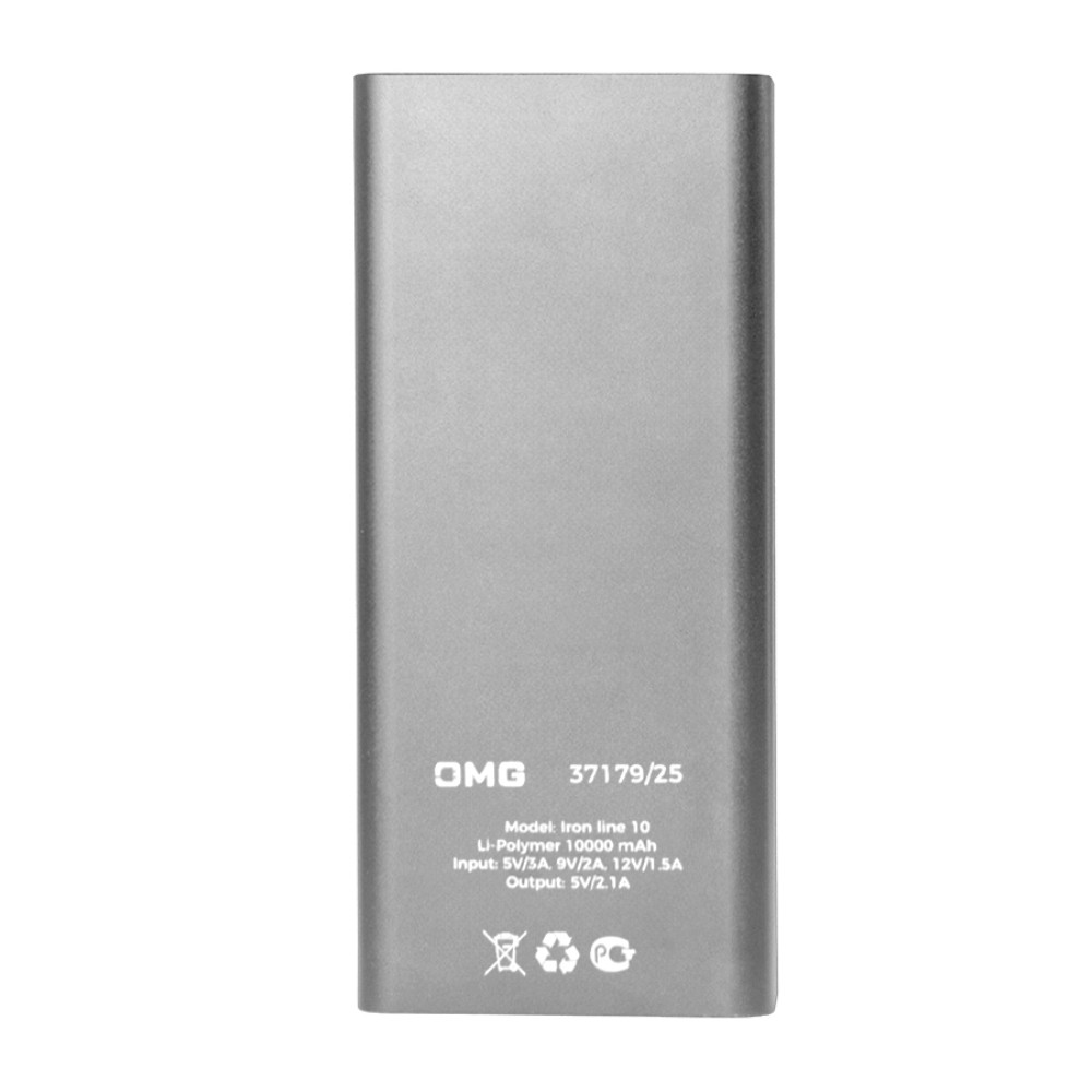 Внешний аккумулятор Power Bank "Iron line 10", 10000 mAh, металл, серебристый - 3
