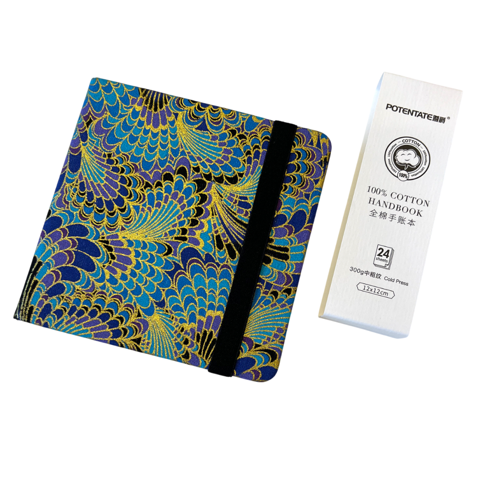 Cкетчбук для акварели "Potentate", холодный пресс, 12х12 см, 300 г/м2, 24 листа, павлин