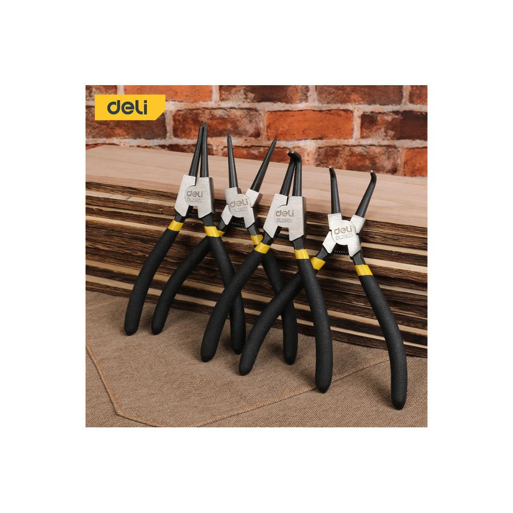 Съемники стопорных колец Deli YS EDL20521-4, 180 мм., набор 4 шт., желтый, черный - 3