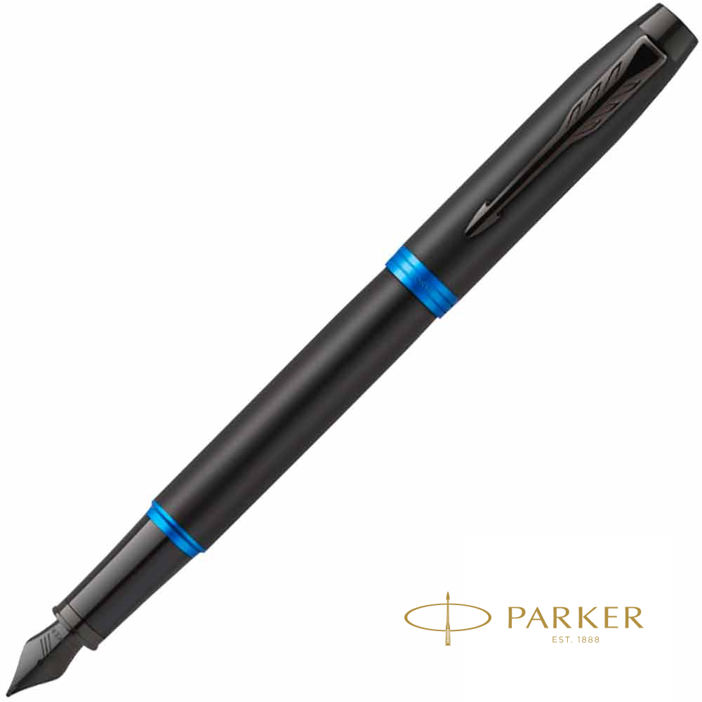 Ручка перьевая Parker "IM Vibrant Rings F315", M, черный, синий, патрон синий