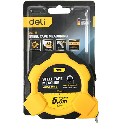 Рулетка Deli YS EDL3796, 5 м х 19 мм, желтый, черный - 10