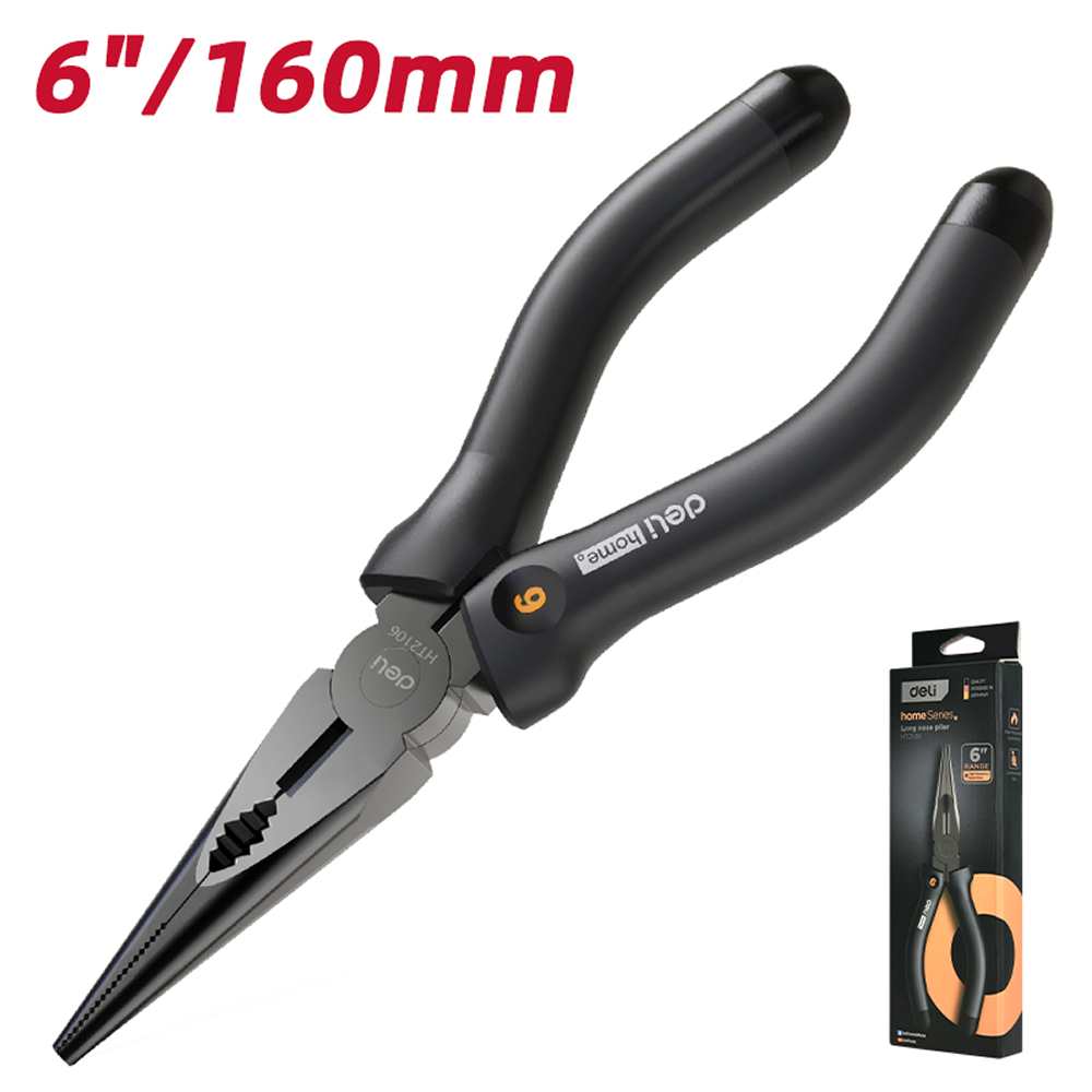 Длинногубцы Deli HS EHT2106, 160 мм, Soft Touch, черный - 6