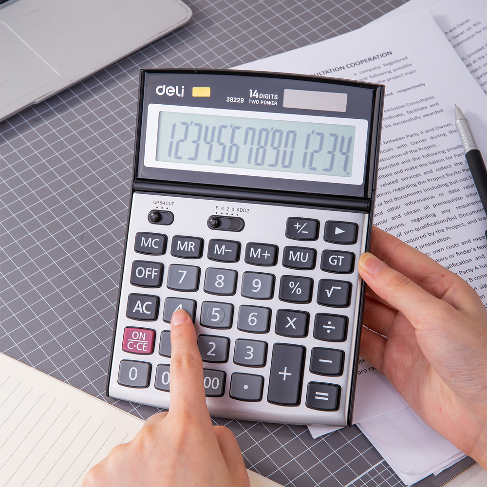 Калькулятор настольный Deli "E39229", 14-разрядный, серебристый, черный - 5