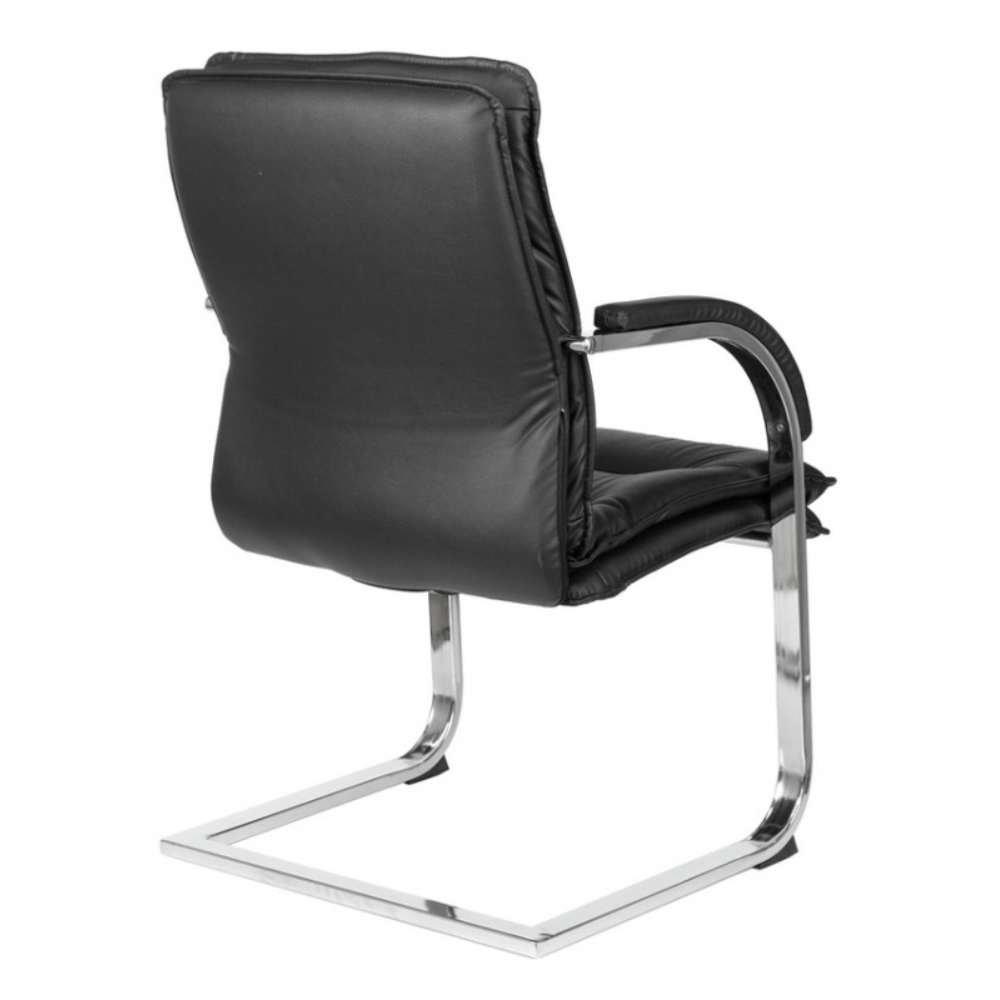 Кресло на полозьях "Бюрократ T-9927SL-LOW-V", натуральная кожа, черный, металл хром - 3