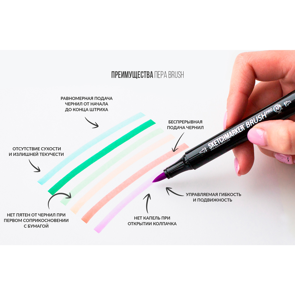 Маркер перманентный двусторонний "Sketchmarker Brush", BR84 латте - 8