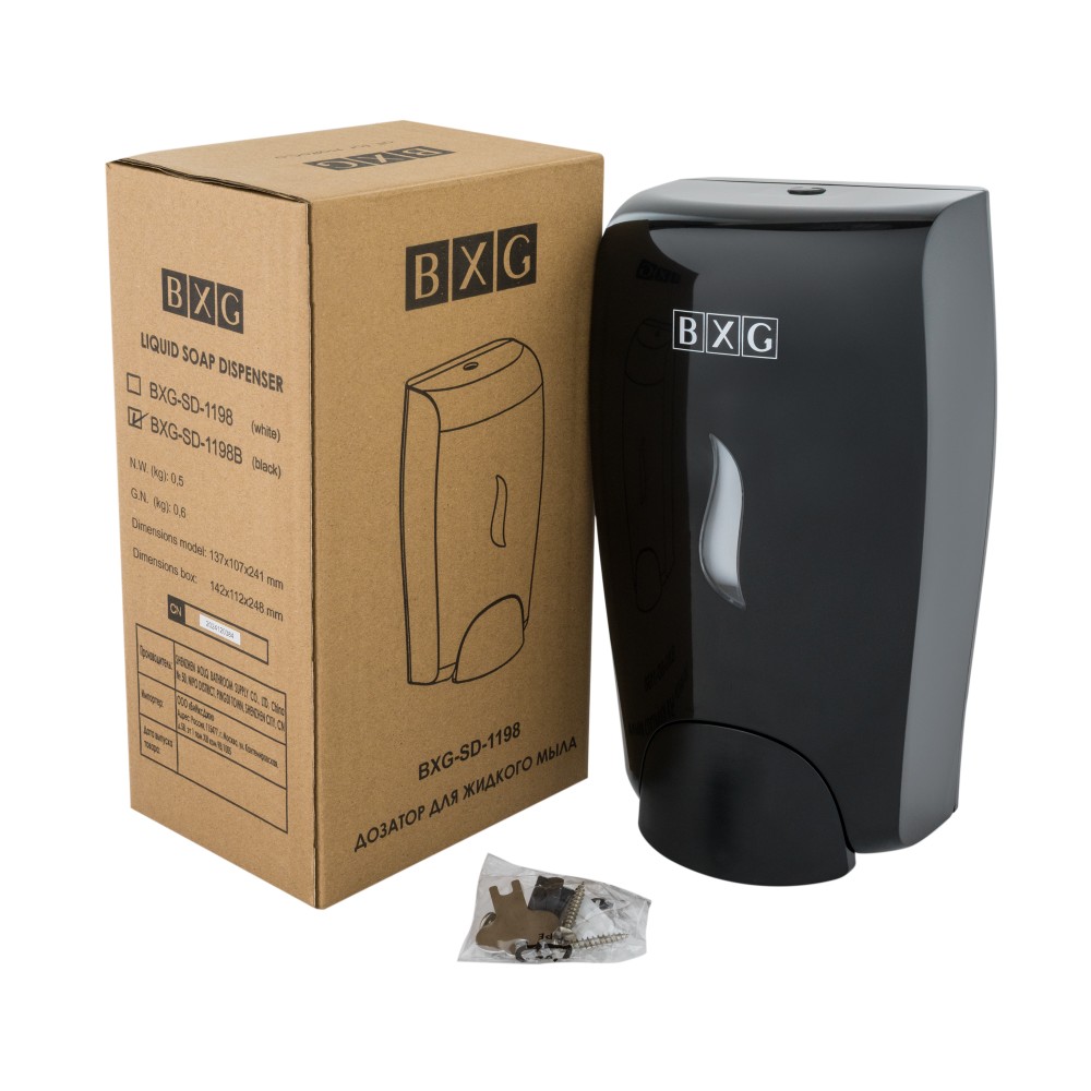Диспенсер BXG SD-1198В, для мыла жидкого 1 л, пластик, черный - 6