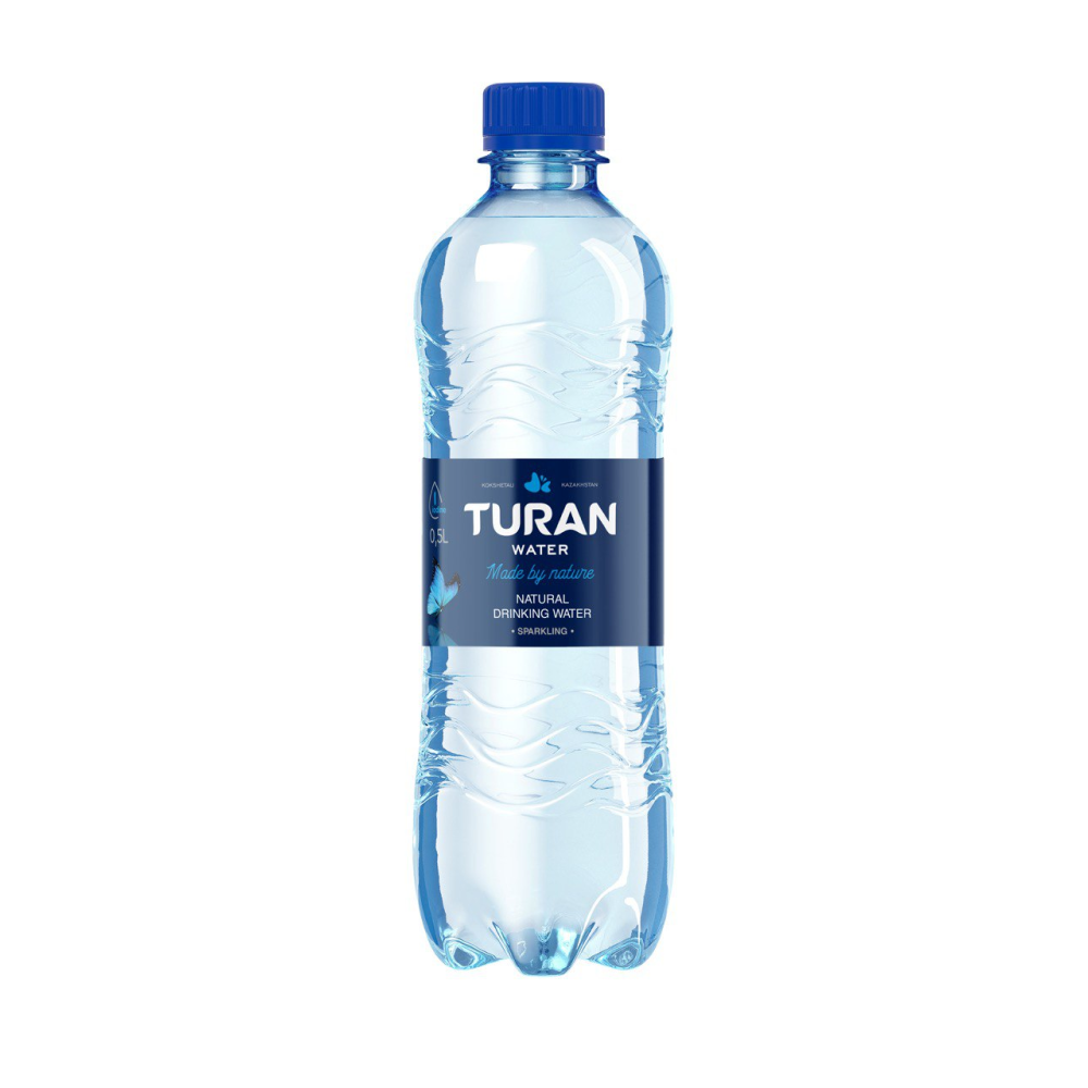 Вода минеральная питьевая "Тuran. Лёгкая", газированная 0.5 л, пластиковая бутылка