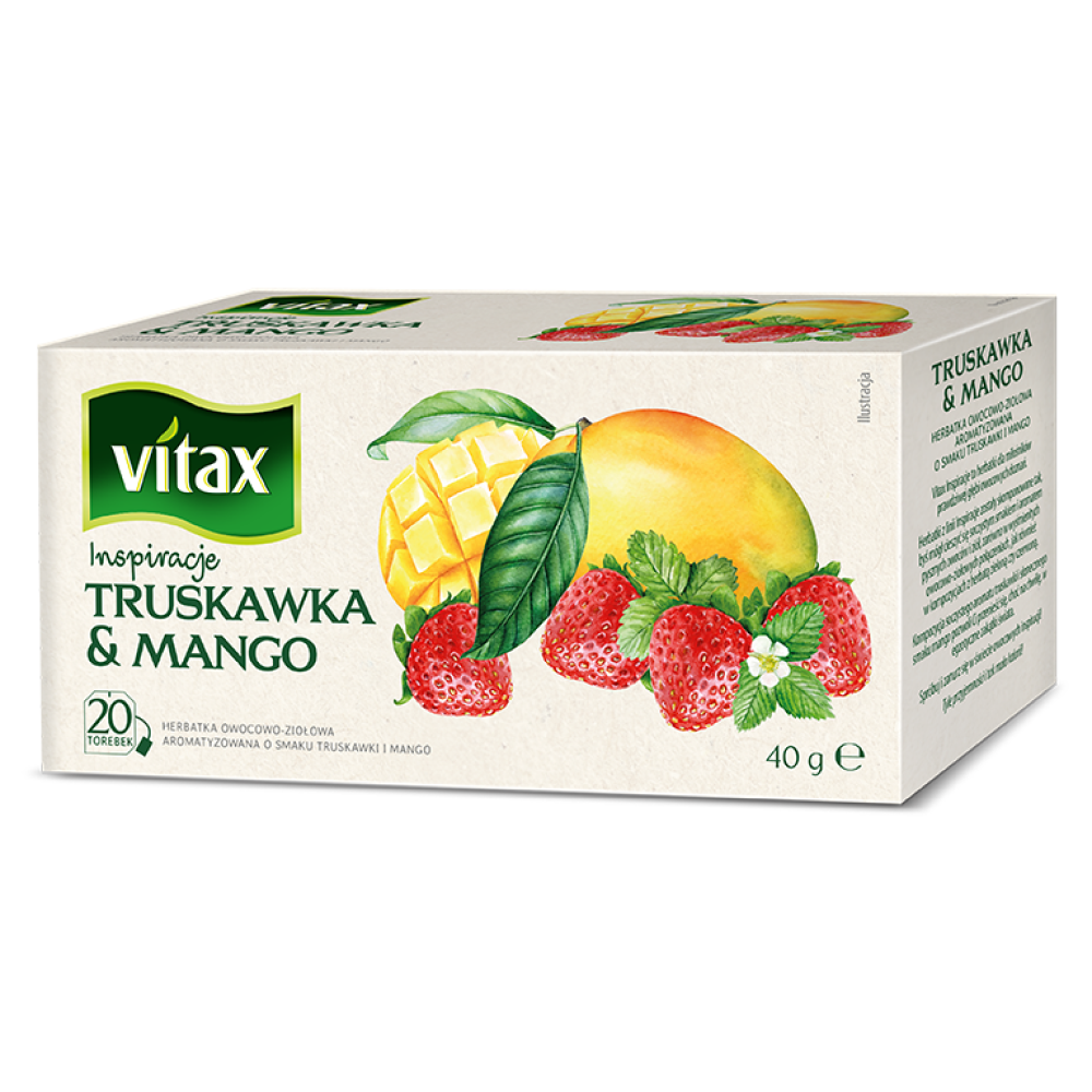 Чай "Vitax", 20 x2 г, фруктовый, со вкусом клубники и манго