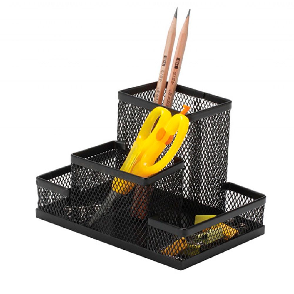 Подставка для канцелярских мелочей "KF15112 Прямоугольная", 153x103x100 мм, черный