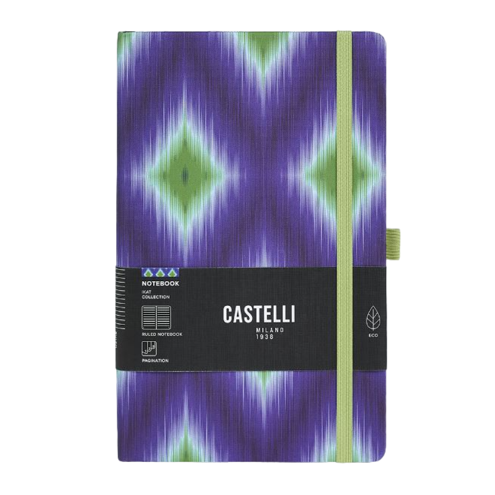 Блокнот "Ikat blue emerald", А5, 96 листов, фиолетовый, зеленый