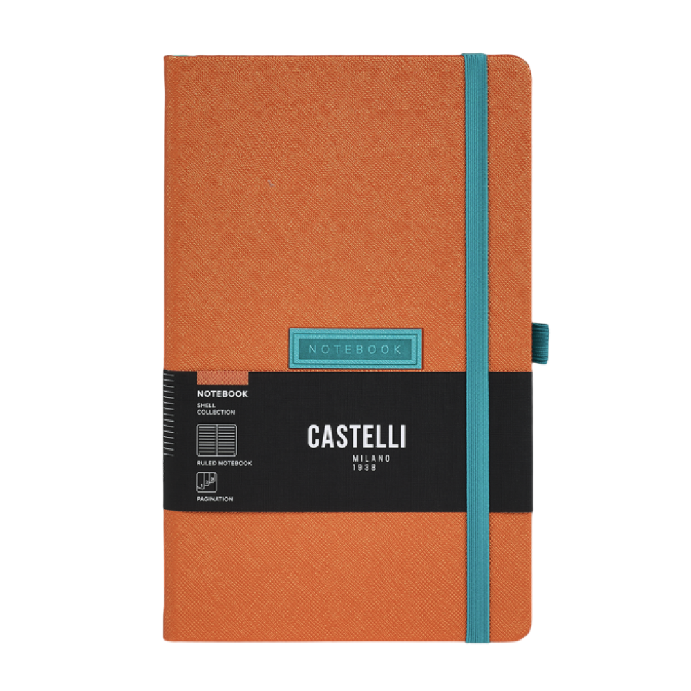 Блокнот "Shell tangerine", А5, 96 листов, оранжевый, срез голубой