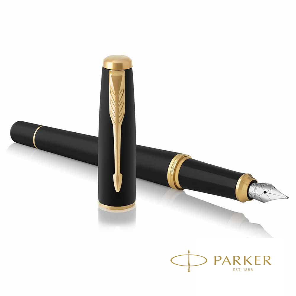 Ручка перьевая "Parker Urban Muted Black GT", F, черный, золотистый, патрон синий