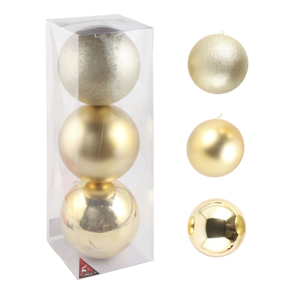  Шар елочный "212432", 15 см, пластик, ассорти, 3шт/уп.