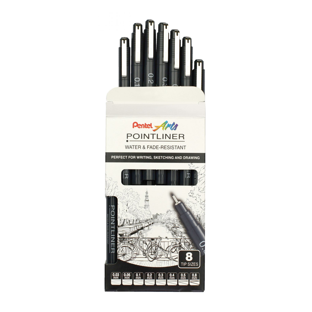 Набор ручек капиллярных "Pointliner", 8 шт, черный - 2