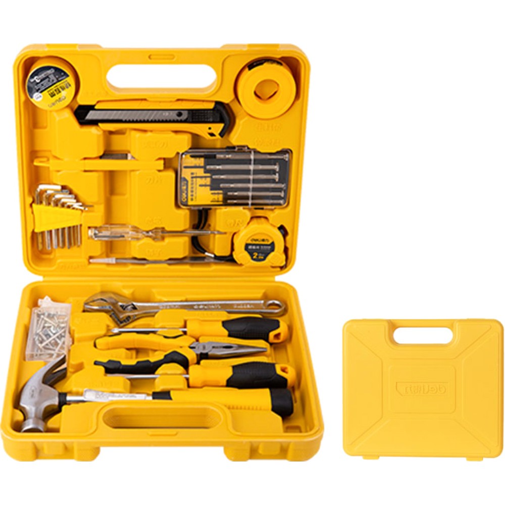 Набор ручного инструмента Deli "EDL1028J", 28 предметов, чемодан, желтый