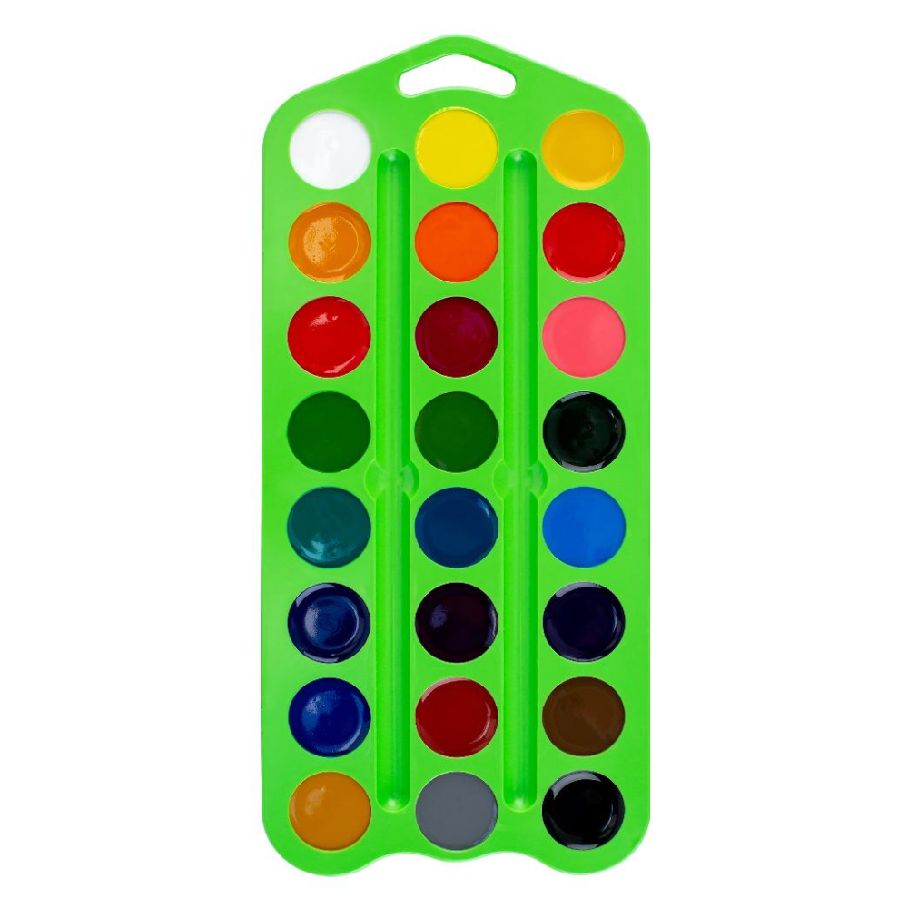 Краски акварельные "Цветик", 24 цвета, зеленый