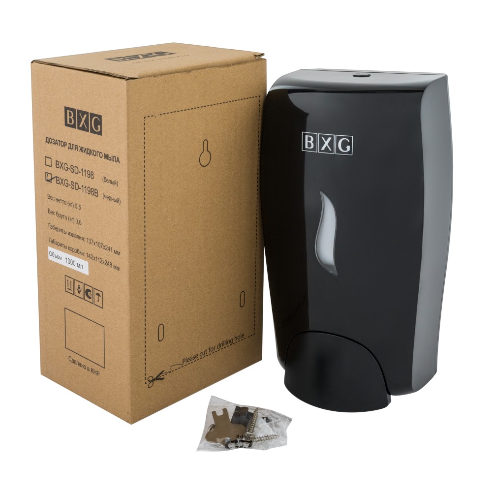 Диспенсер BXG SD-1198В, для мыла жидкого 1 л, пластик, черный - 7