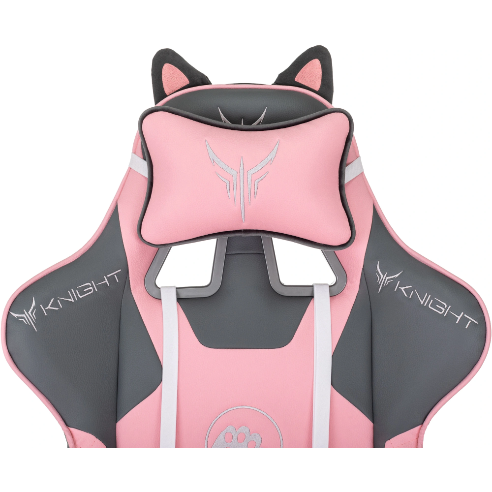 Кресло игровое Бюрократ Knight "Catzy", экокожа, пластик, серый, розовый - 14