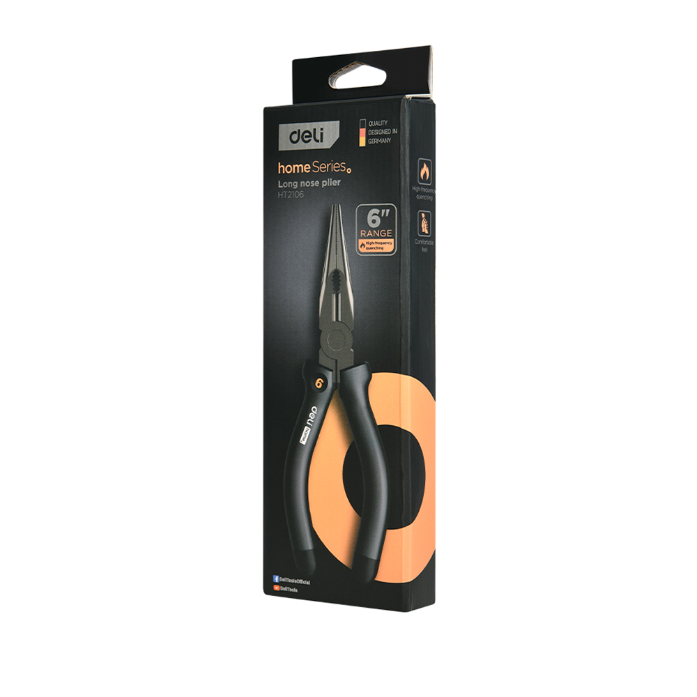 Длинногубцы Deli HS EHT2106, 160 мм, Soft Touch, черный - 2