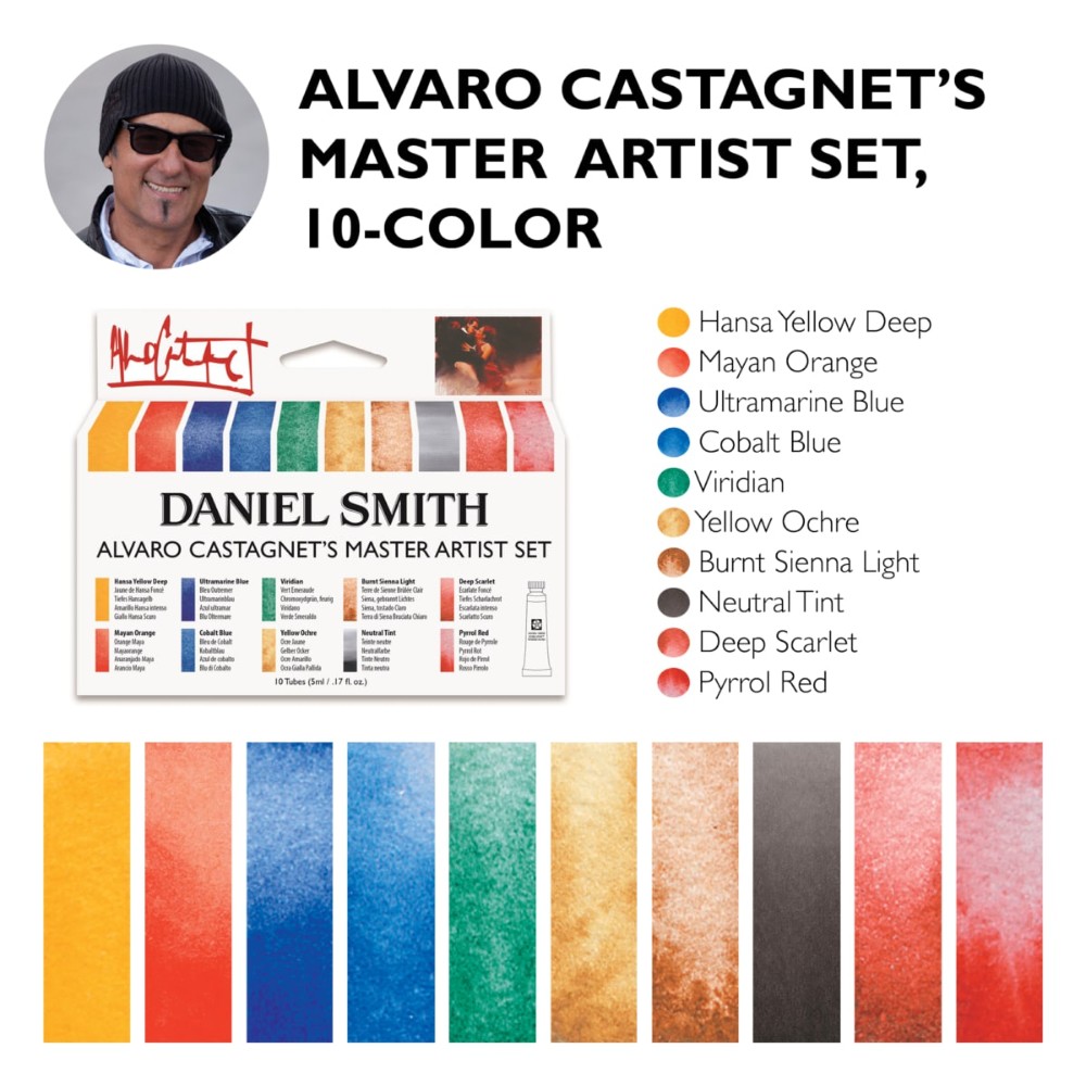 Краски акварельные Daniel Smith "Alvaro Castagnet Master Artist Set", 10 цветов, тубы - 3