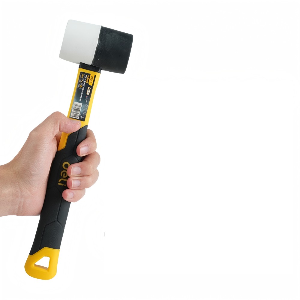 Киянка Deli YS EDL5808, резиновая, фибергласовая рукоятка, черная, белая - 2