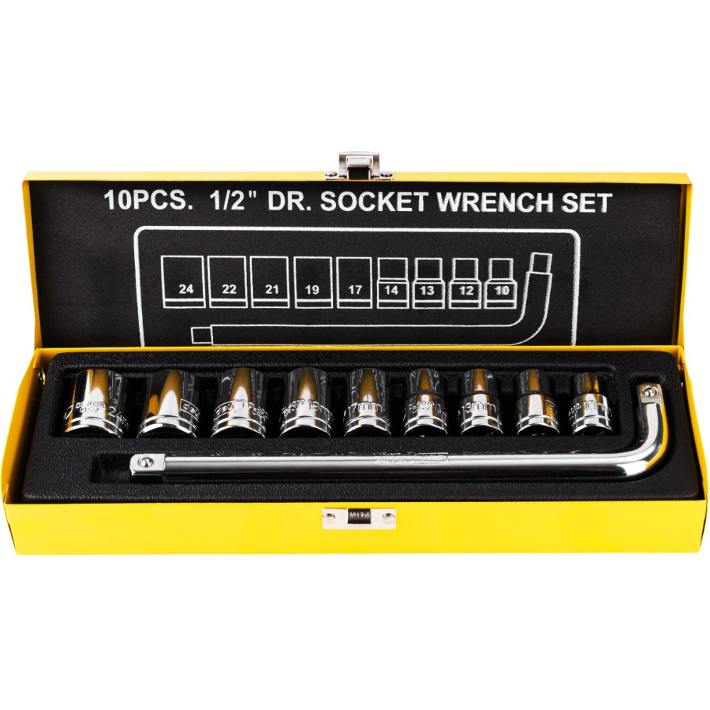 Набор головок торцевых Deli YS EDL2010T, 10-24 мм, 1/2", 10 шт., серебристый - 3