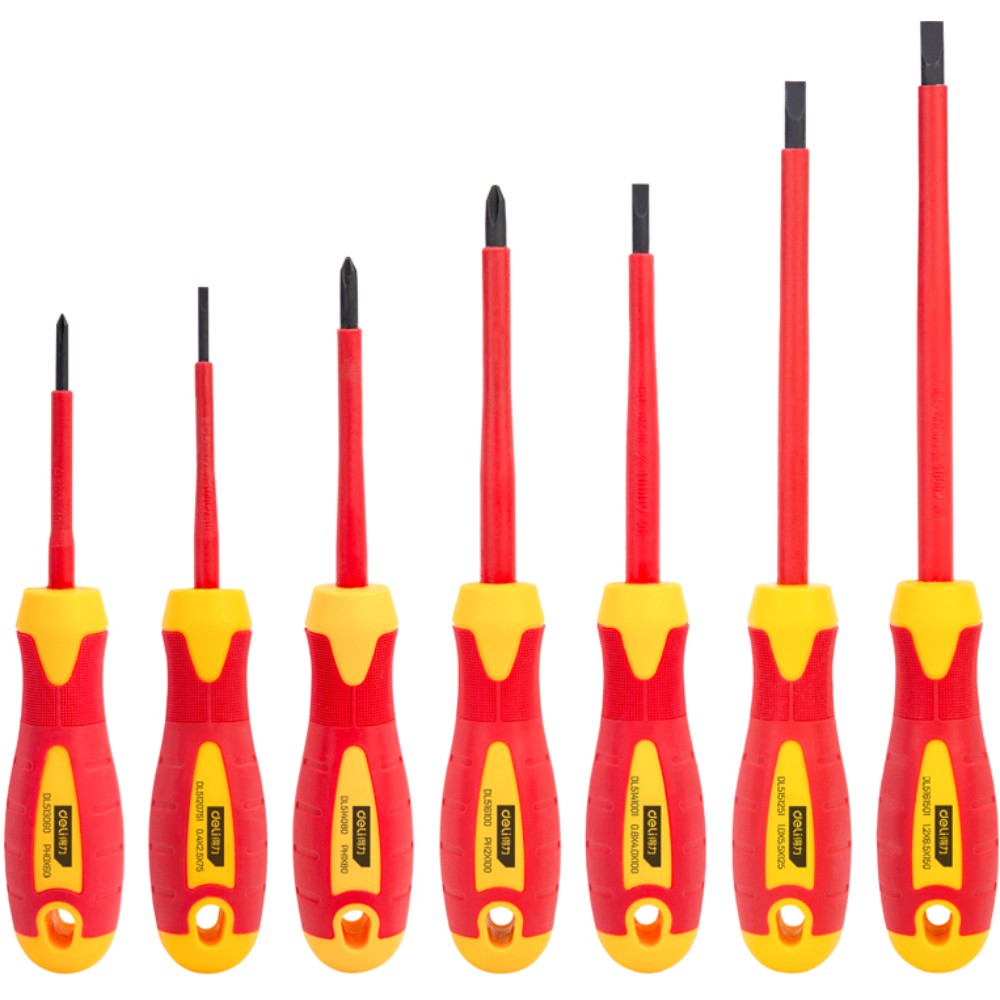 Набор отверток диэлектрических Deli YS DL510007, 4 SL, 3 PH , 7шт, красный, желтый