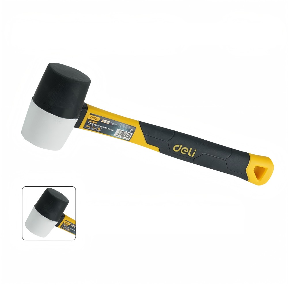 Киянка Deli YS EDL5808, резиновая, фибергласовая рукоятка, черная, белая - 5
