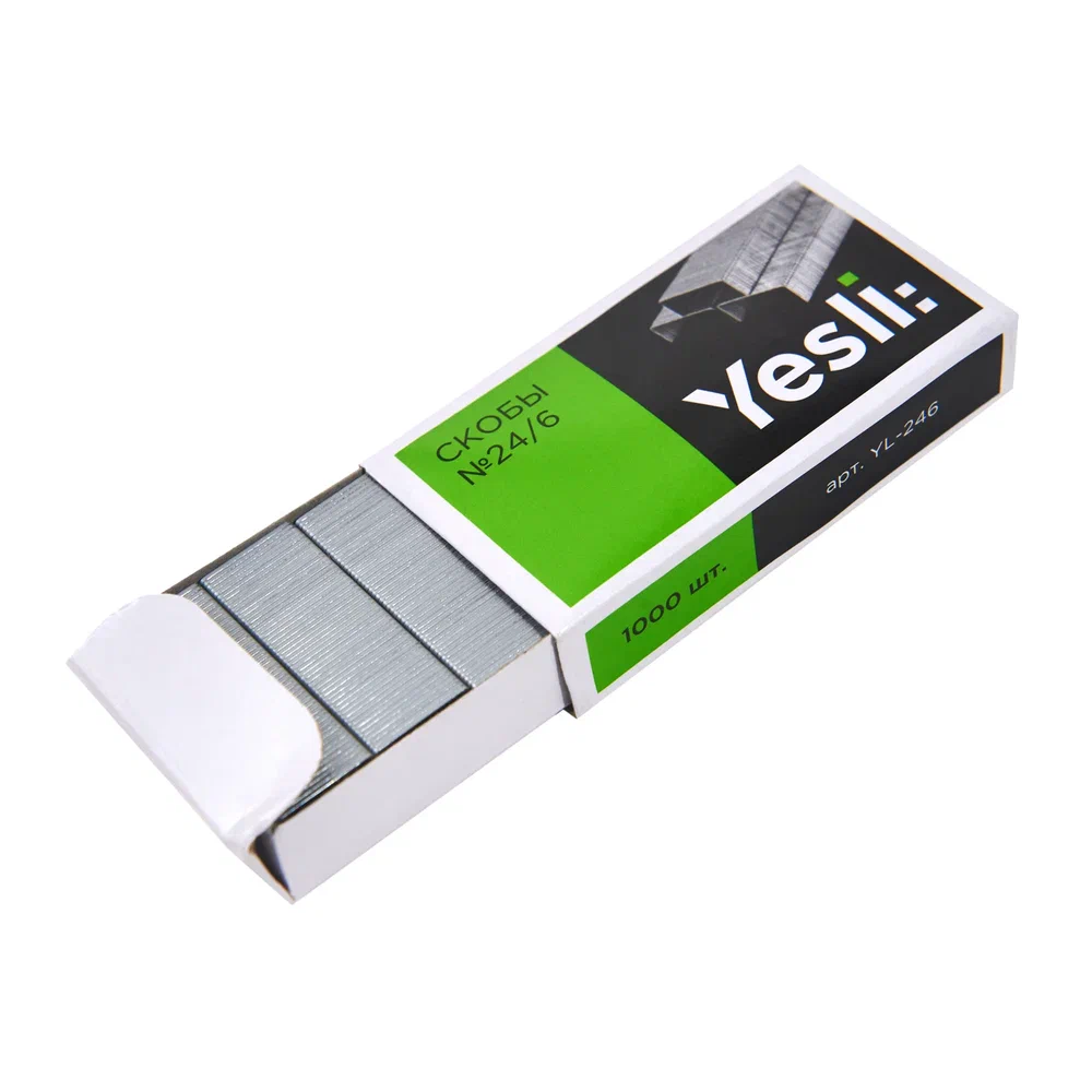 Скоба "Yesli:", 24/6, 1000 шт, металлик