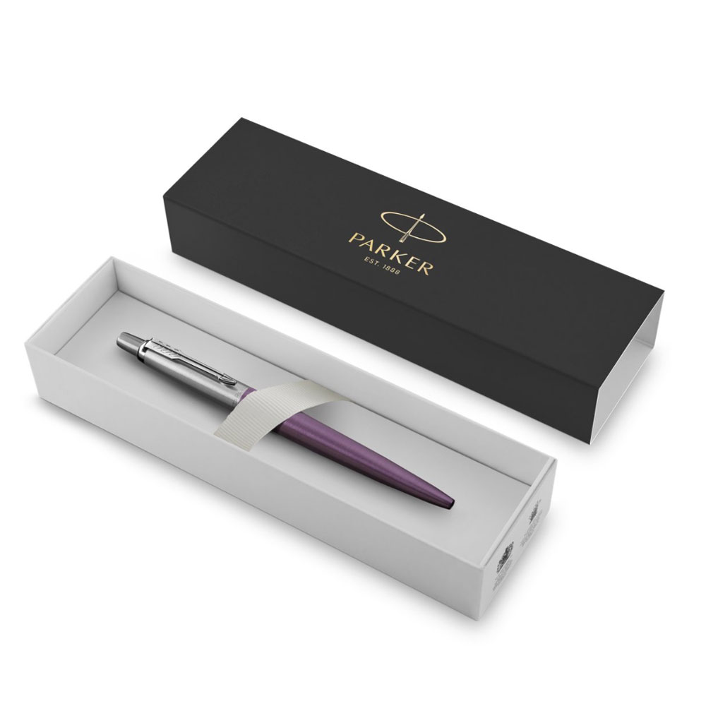 Ручка шариковая автоматическая Parker "Jotter Core K63 Victoria Violet CT", 1.0 мм, фиолетовый, серебристый, стерж. синий