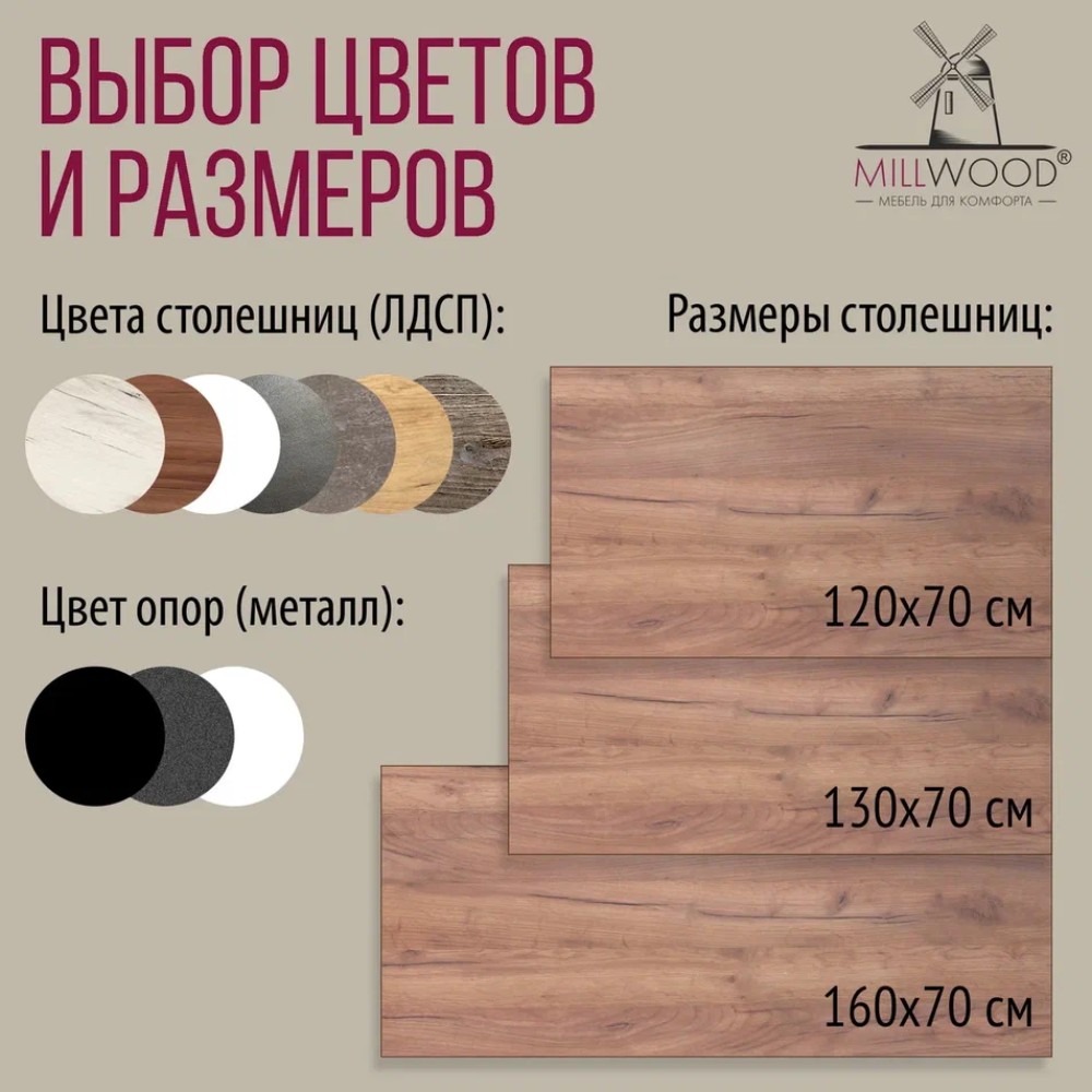 Стол письменный Millwood Лофт Сиэтл (ДТ-5), 1300х700 мм, дуб табачный крафт, белый - 11