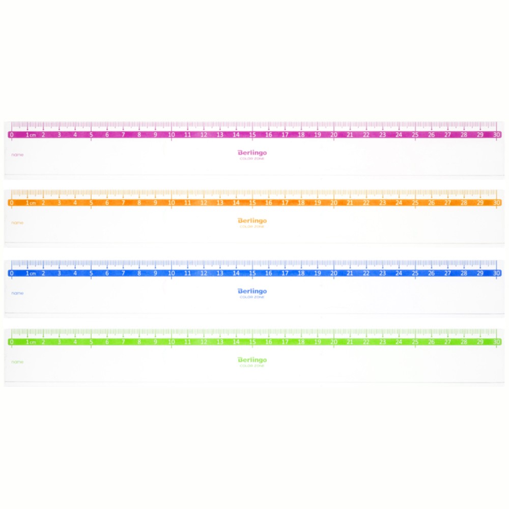 Линейка "Color" 30 см, пластик, прозрачный, ассорти