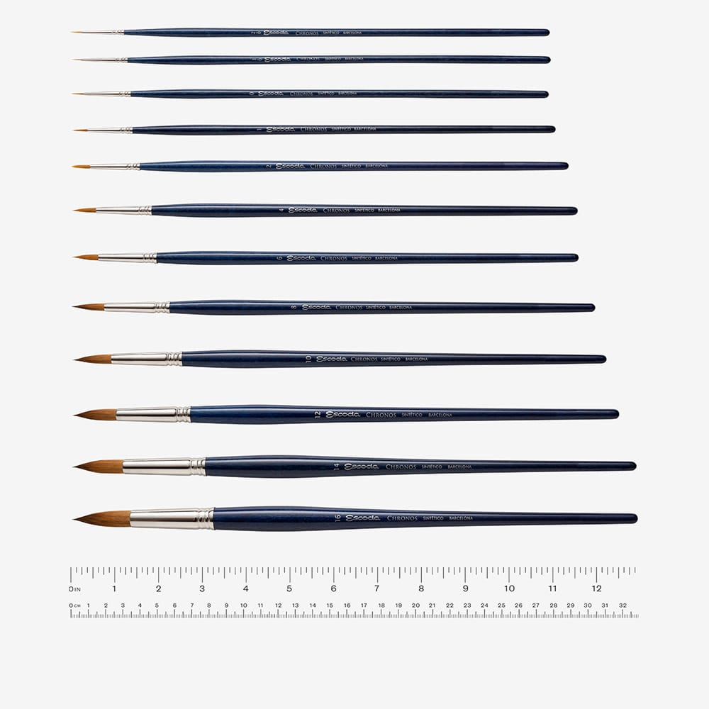 Кисть "Escoda Chronos", микс, круглая, на короткой ручке, № 2/0 - 3