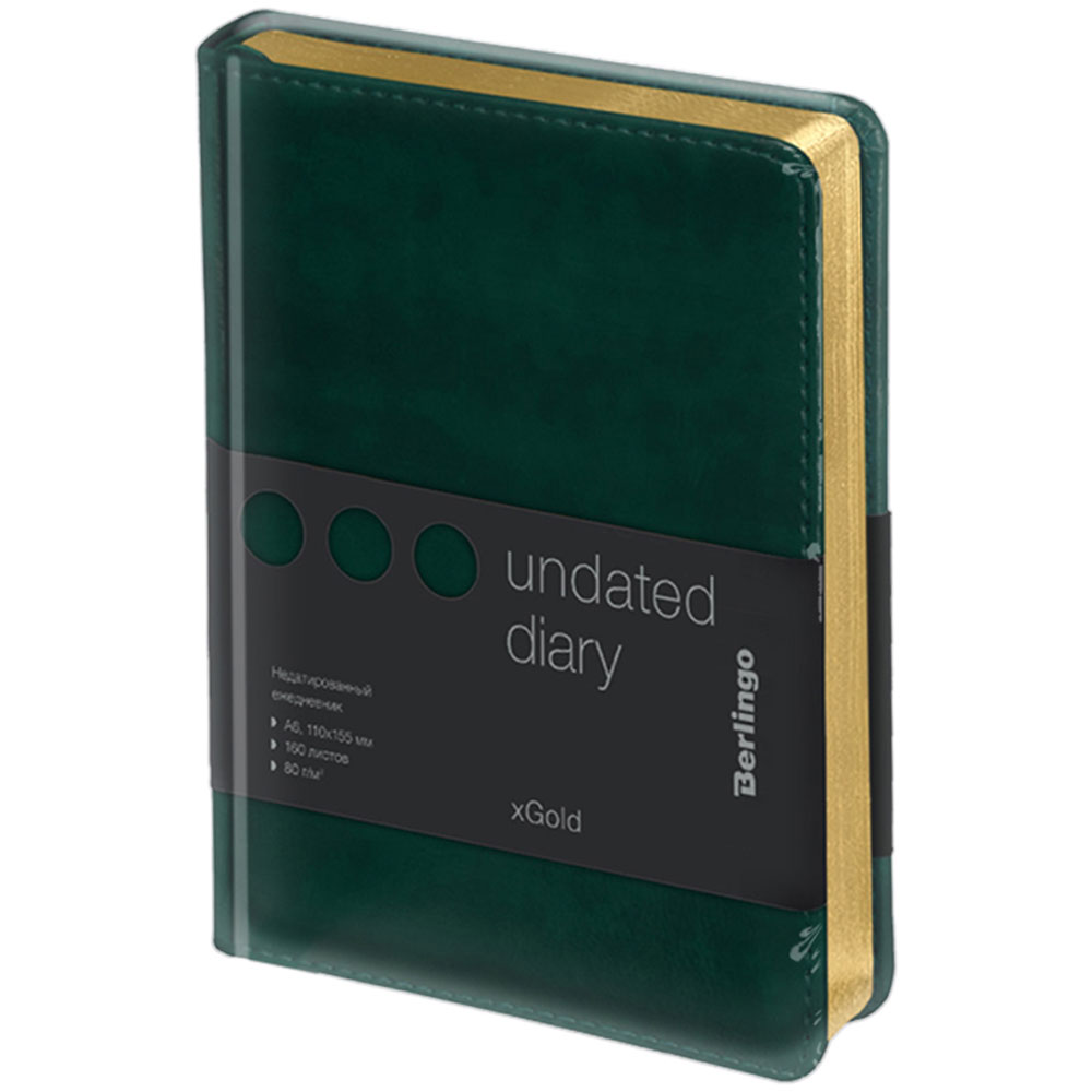 Ежедневник недатированный "xGold", А6, 320 страниц, зеленый - 9