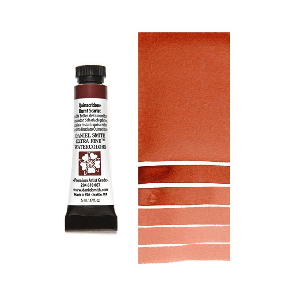 Краски акварельные "Daniel Smith", хинакридон жжёный алый, 5 мл, туба