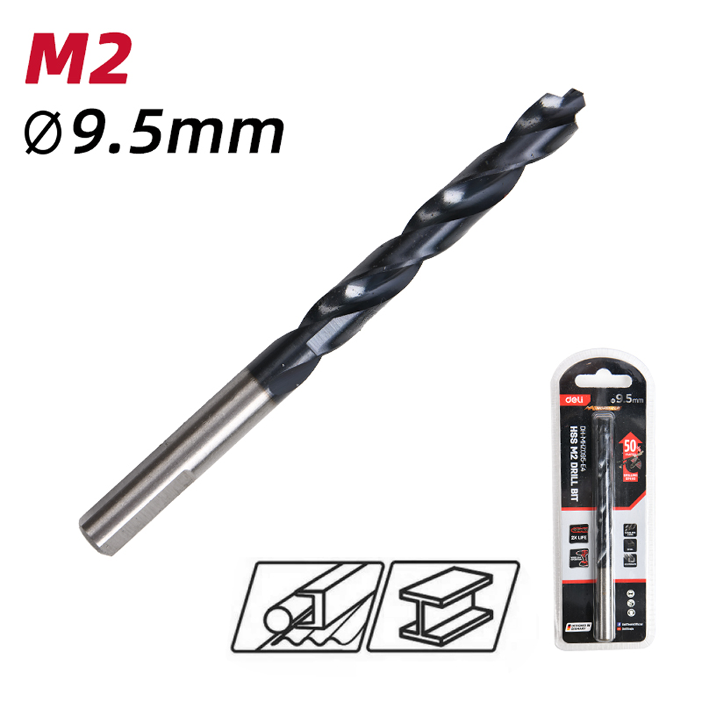 Сверло по металлу Deli RS EDH-MHZ095-E4, 9.5 мм, DIN 338, HSS-TiN - 2