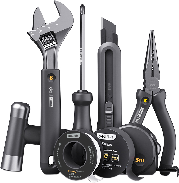 Набор ручного инструмента Deli "HT0008", 8 предметов, черный
