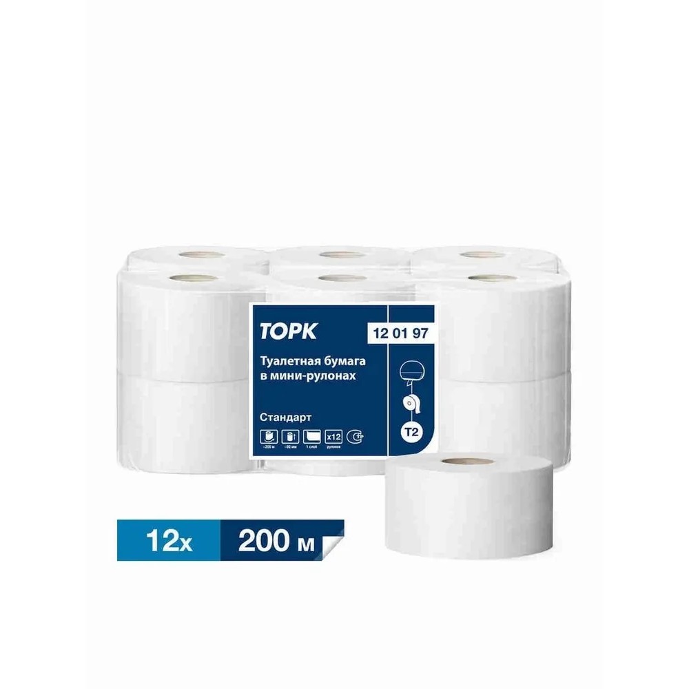 Бумага туалетная Tellus Стандарт ТP2, в мини рулоне, 200 м, 1 слой - 8