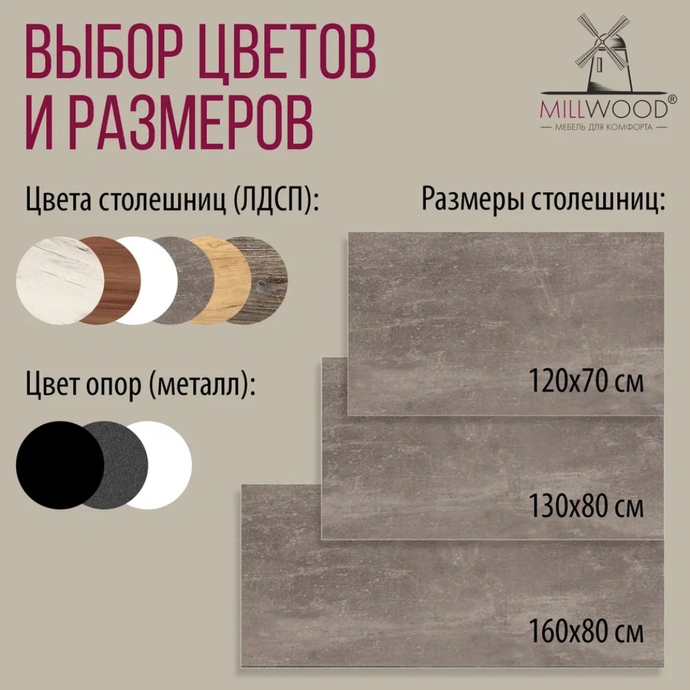 Стол письменный Millwood Лофт Сиэтл (ДТ-5), 1600х700 мм, бетон, графит - 10