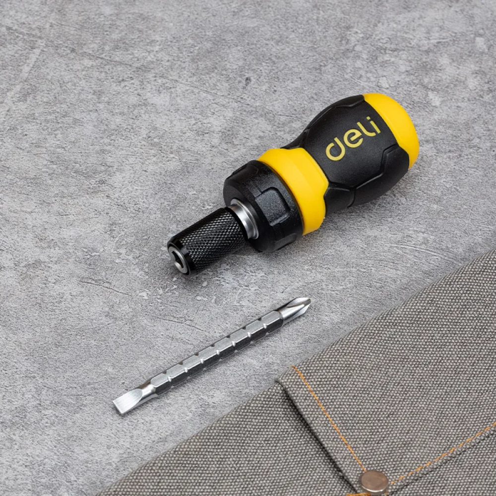 Двухсторонняя отвертка Deli YS EDL626010, с трещоткой, PH2+SL6 - 4