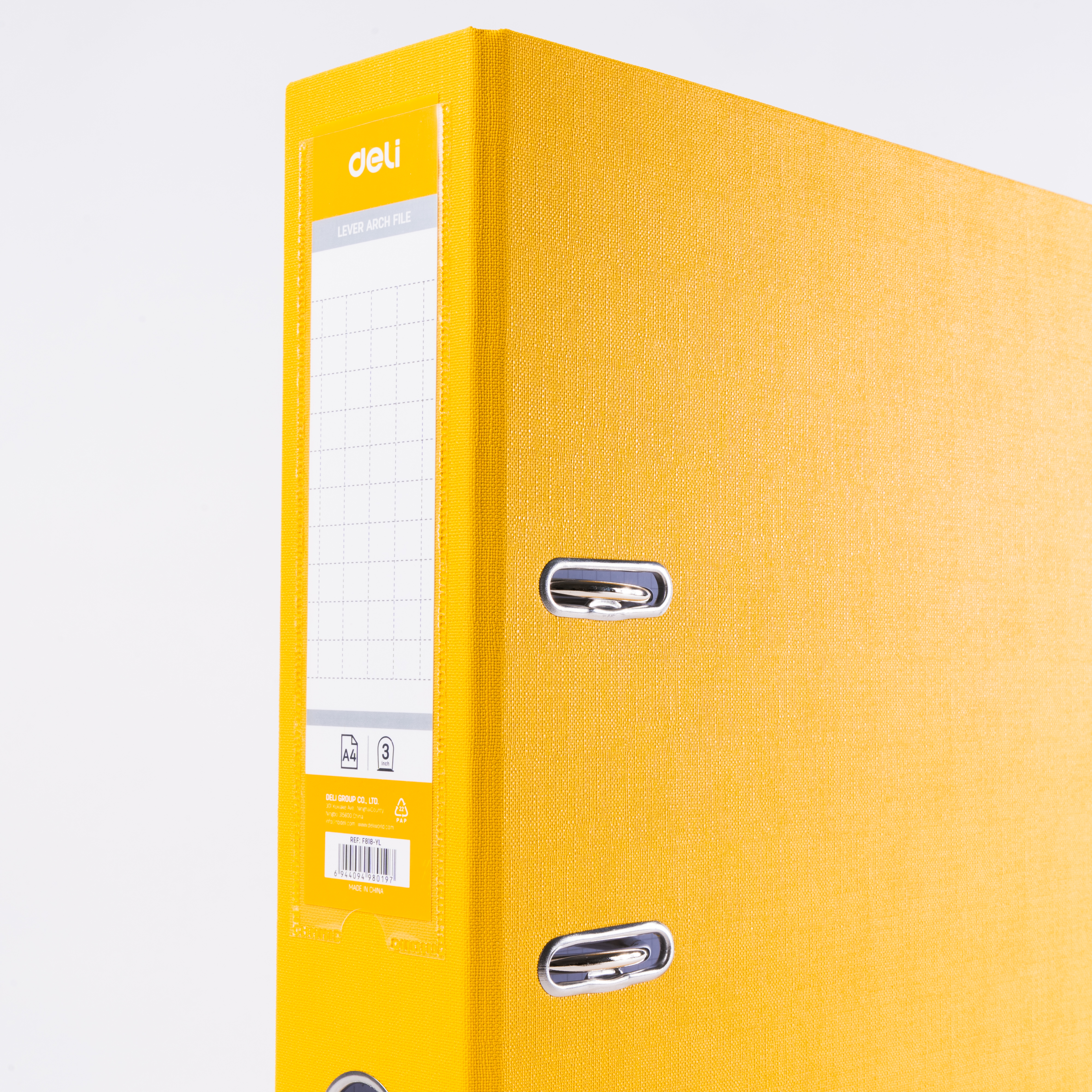 Папка-регистратор "Deli", А4, 75 мм, желтый