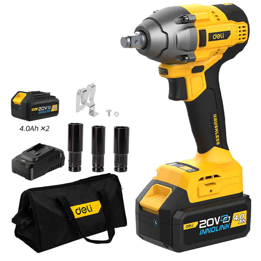 Аккумуляторный гайковерт Deli YS EDC230, 20 В, 320 Нм, 2 АКБ, 4 Ач, З/У 2А, коробка - 5