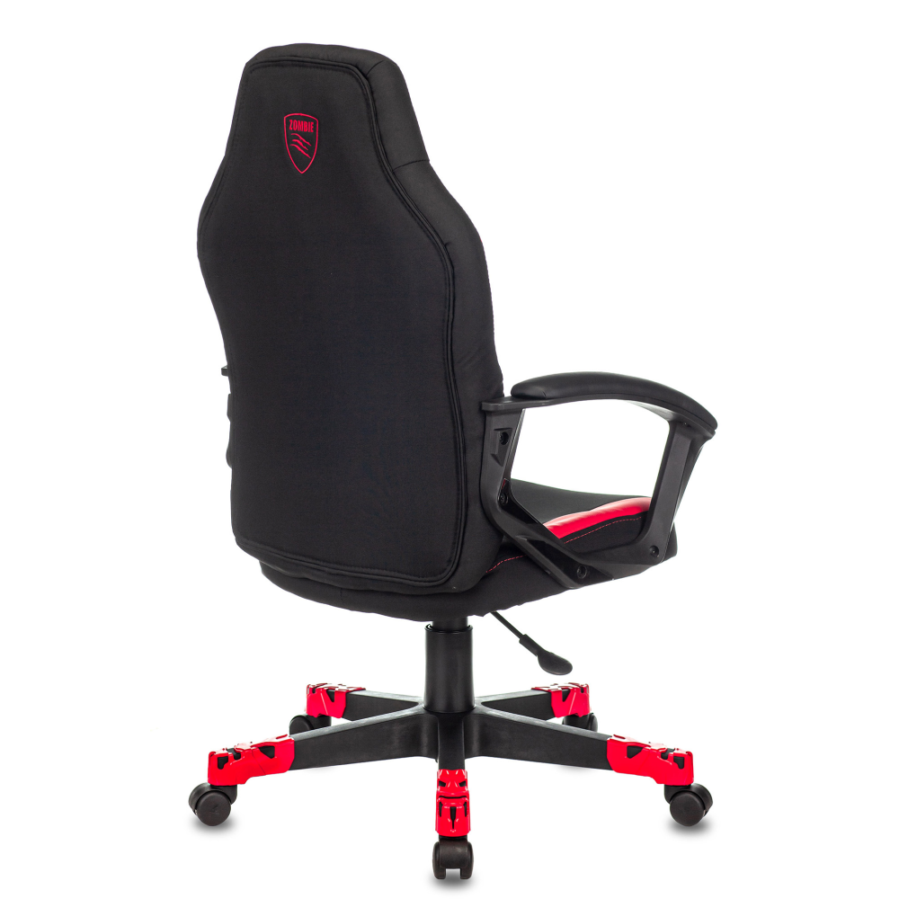 Кресло игровое Бюрократ "Zombie 10", текстиль/эко.кожа, пластик, черный, красный - 3