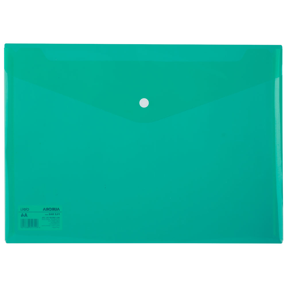 Папка-конверт на кнопке "Deli", A4, зеленый