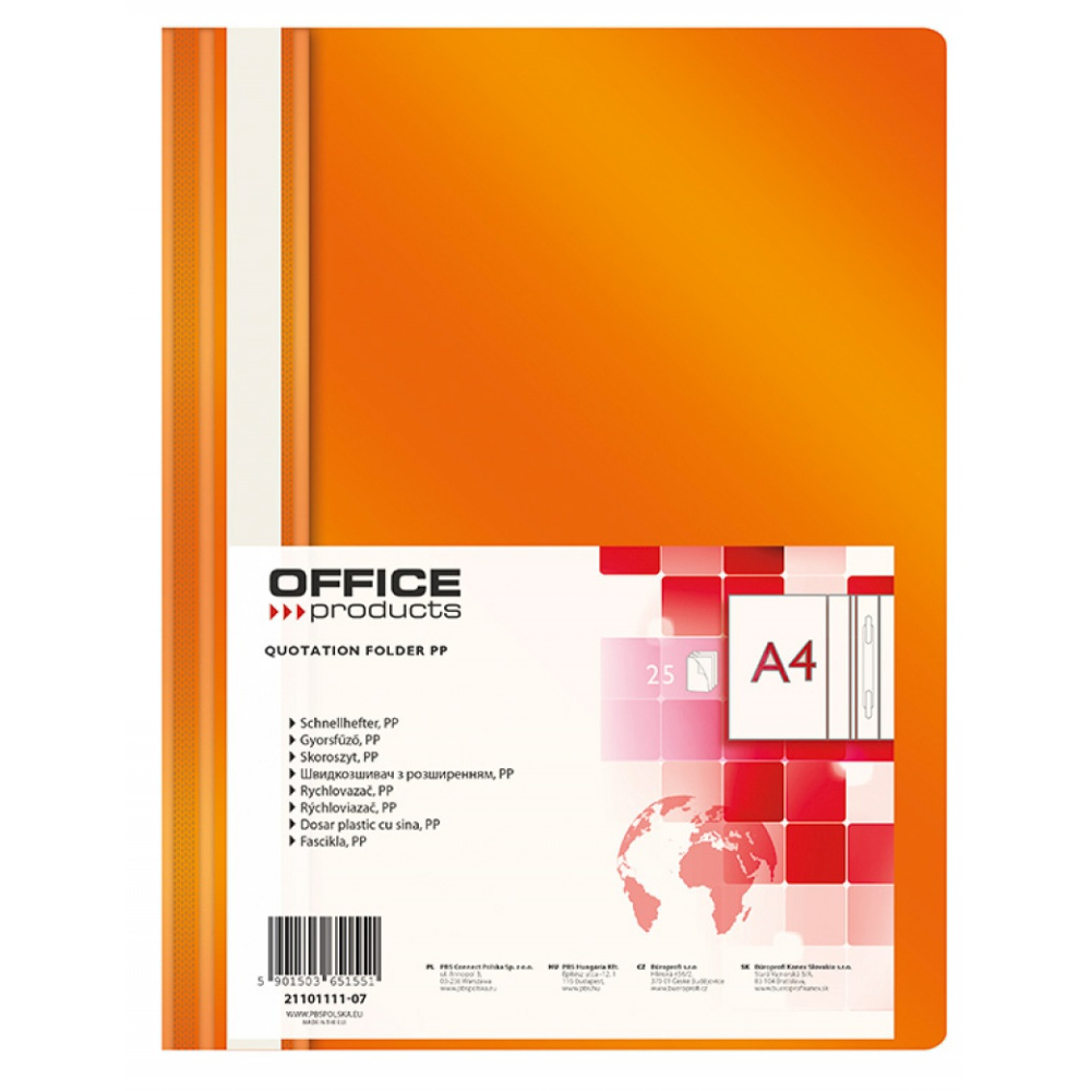 Папка-скоросшиватель "Office Products", А4, оранжевый