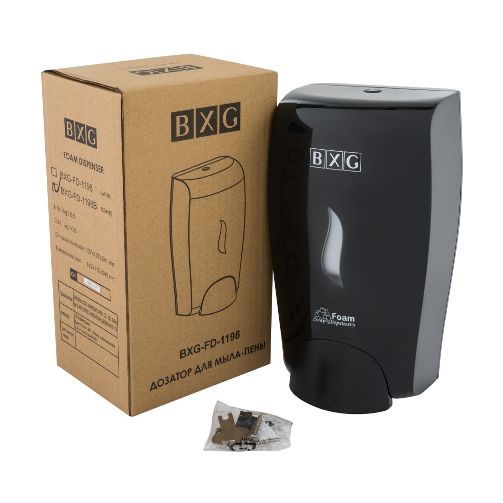 Диспенсер BXG-FD-1198В, для мыла-пены 1 л, пластик, черный - 6