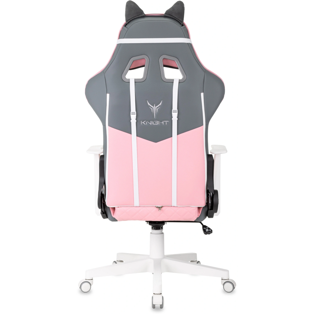 Кресло игровое Бюрократ Knight "Catzy", экокожа, пластик, серый, розовый - 4