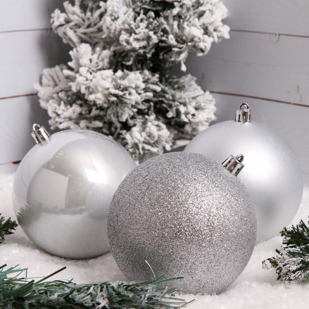 Шар елочный "200120", 10 см, 3 шт/уп., пластик, ассорти