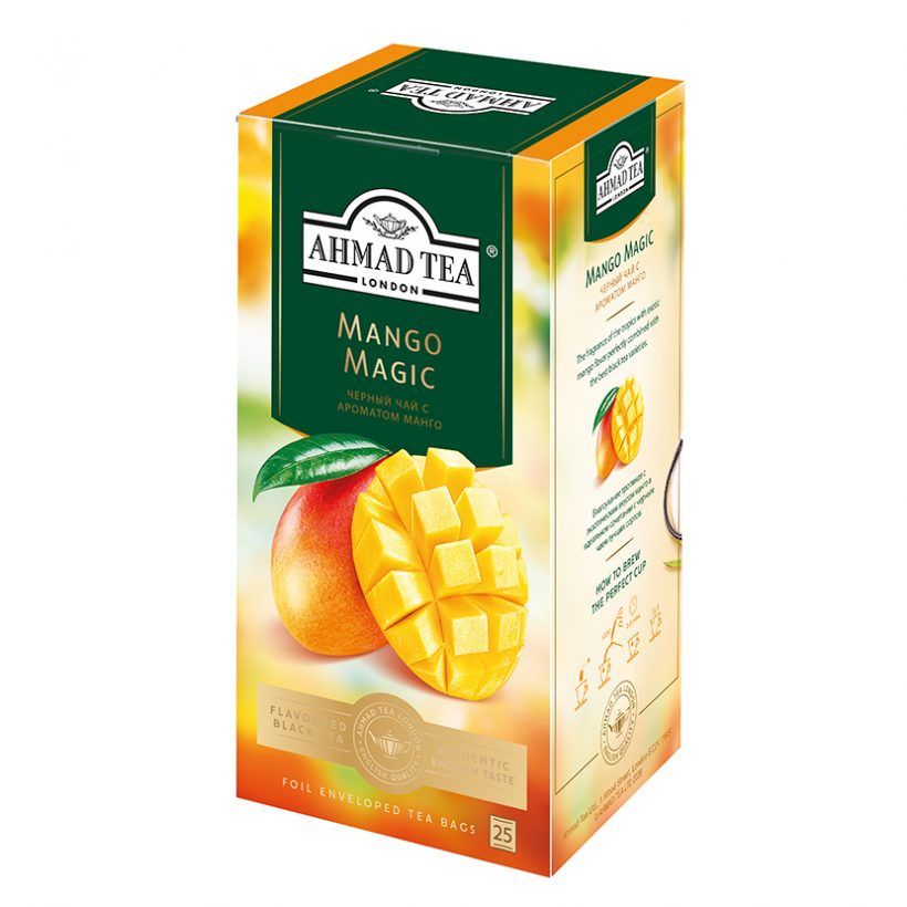 Чай "Ahmad Tea Mango Magic", 25 пакетиков x1.5 гр, черный, с ароматом манго